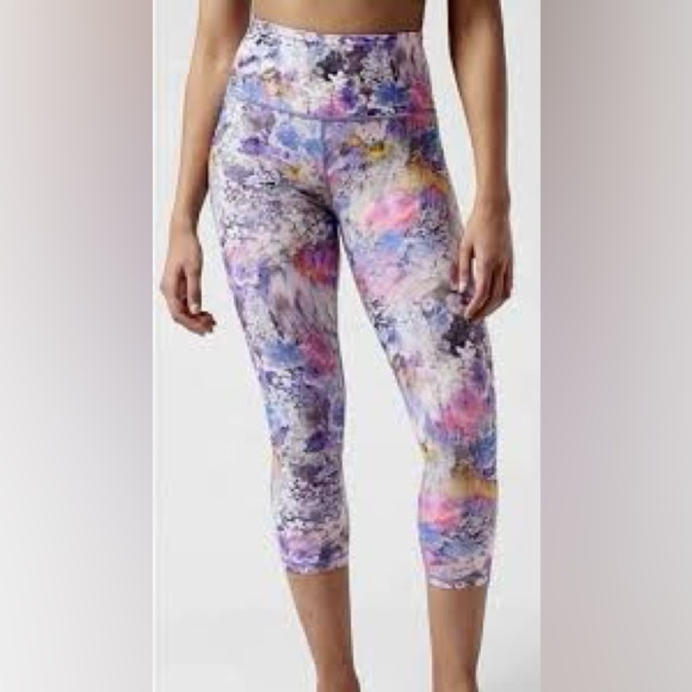 Athleta Elation Capri Leggings S Renewed Bloom Chrome Floral High Rise Powervita